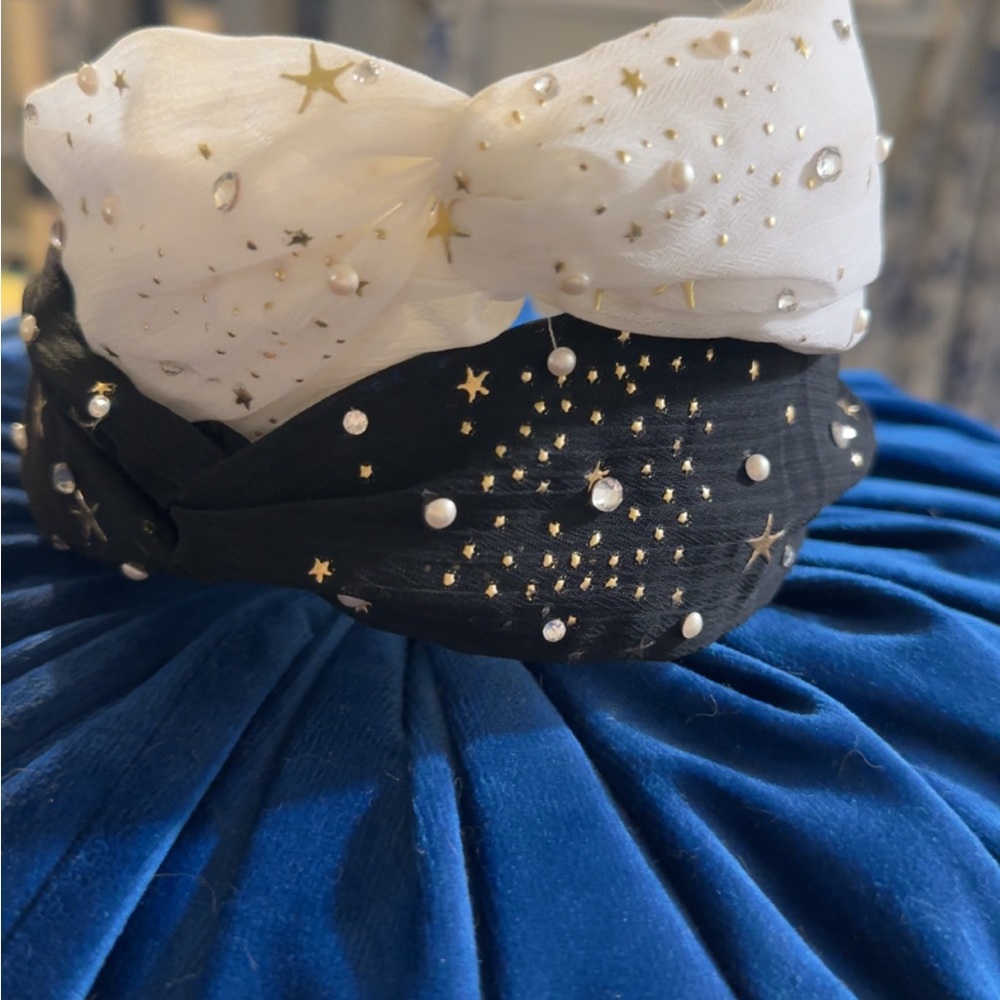 Elegant Black and White Starry Headband